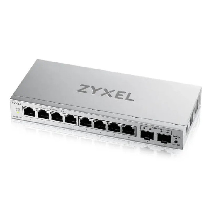 Суич ZyXEL GS-1200-10 V3, 8x1000Mbps PoE портове + 2x Gigabit Combo (SFP/RJ-45), Управляем - GS1200-10V3-EU0101F - 1
