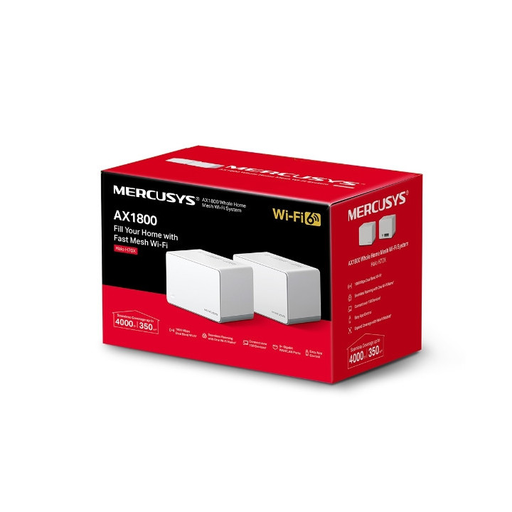 Безжична Wi-Fi 6 Mesh система Mercusys Halo H70X(2-pack), AX1800 - 8