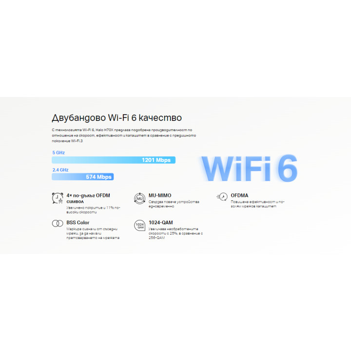 Безжична Wi-Fi 6 Mesh система Mercusys Halo H70X(2-pack), AX1800 - 10