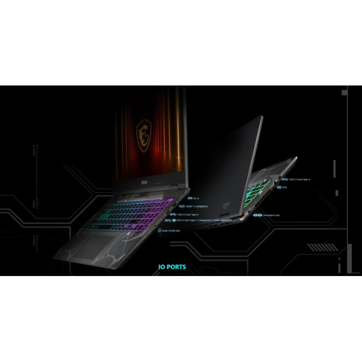 Лаптоп MSI Cyborg 15 B13WEKG, 15.6" FHD 144Hz IPS, Intel Core i5-13420H, GeForce RTX 5050 8GB, 16GB DDR5 5200MHz, 512GB SSD, No 