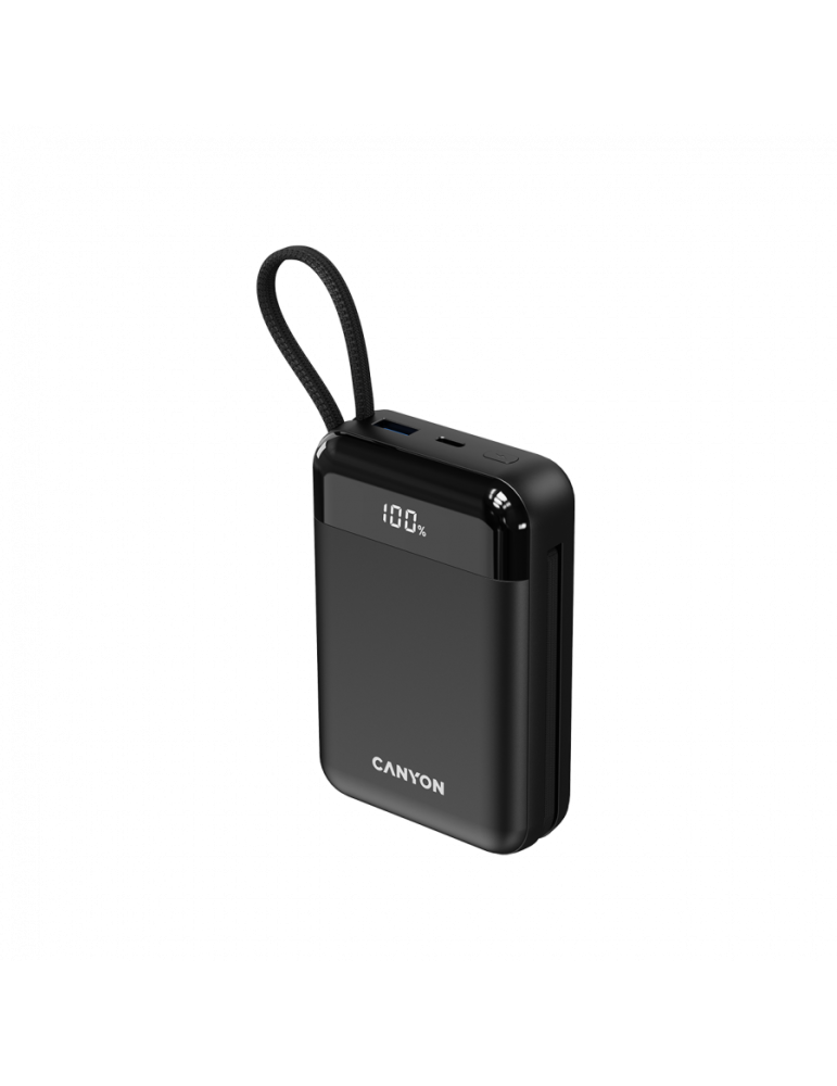 Външна батерия CANYON OnPower 204, 20000mAh, 22.5W бързо зареждане, вградени USB-C/Lightning кабели - CNS-CPB204B - 3