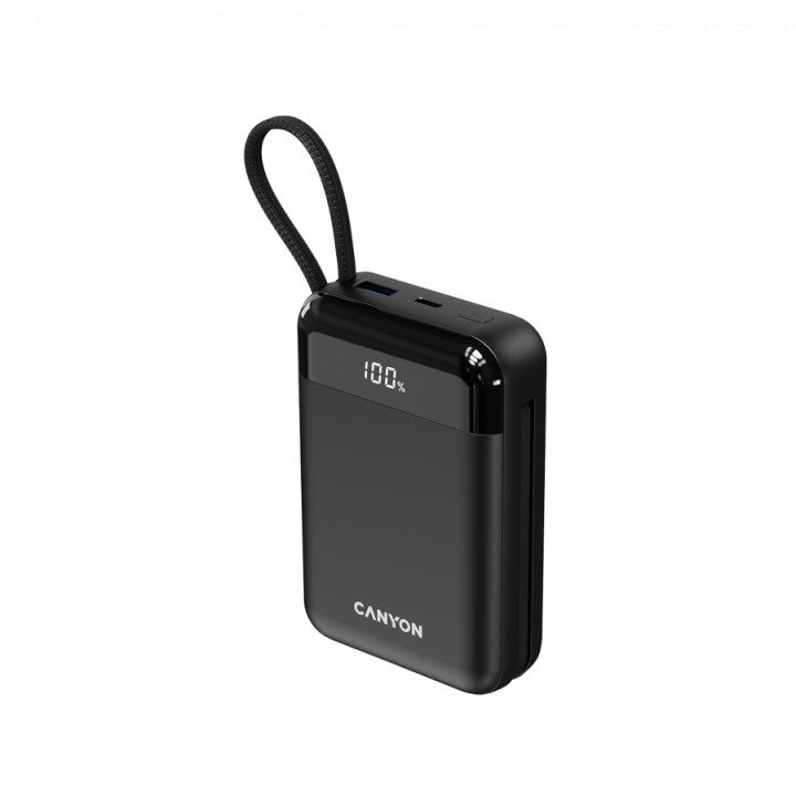 Външна батерия CANYON OnPower 204, 20000mAh, 22.5W бързо зареждане, вградени USB-C/Lightning кабели - CNS-CPB204B - 3