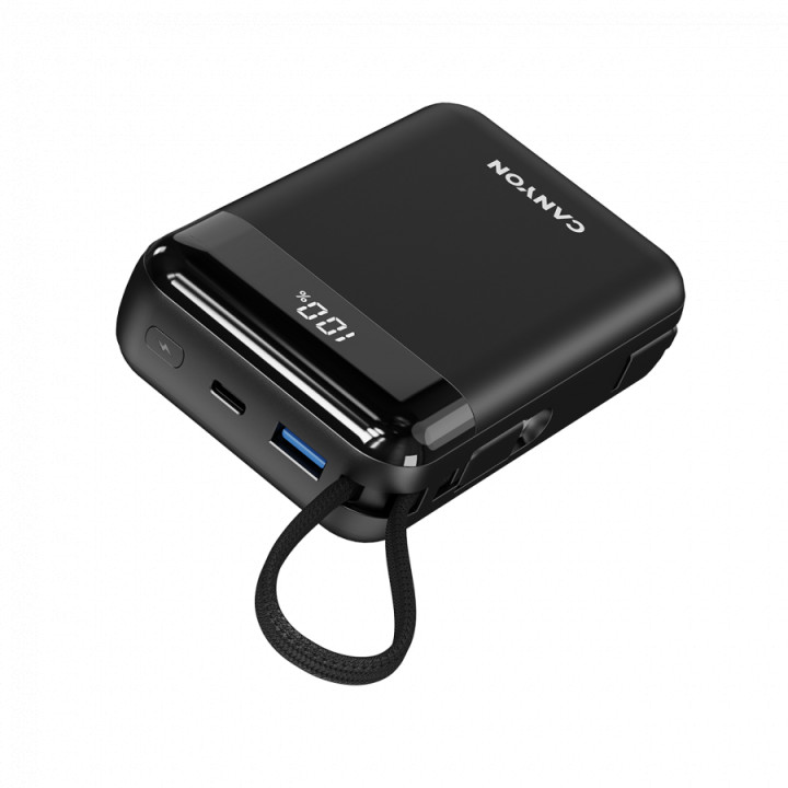 Външна батерия CANYON OnPower 204, 20000mAh, 22.5W бързо зареждане, вградени USB-C/Lightning кабели - CNS-CPB204B - 4