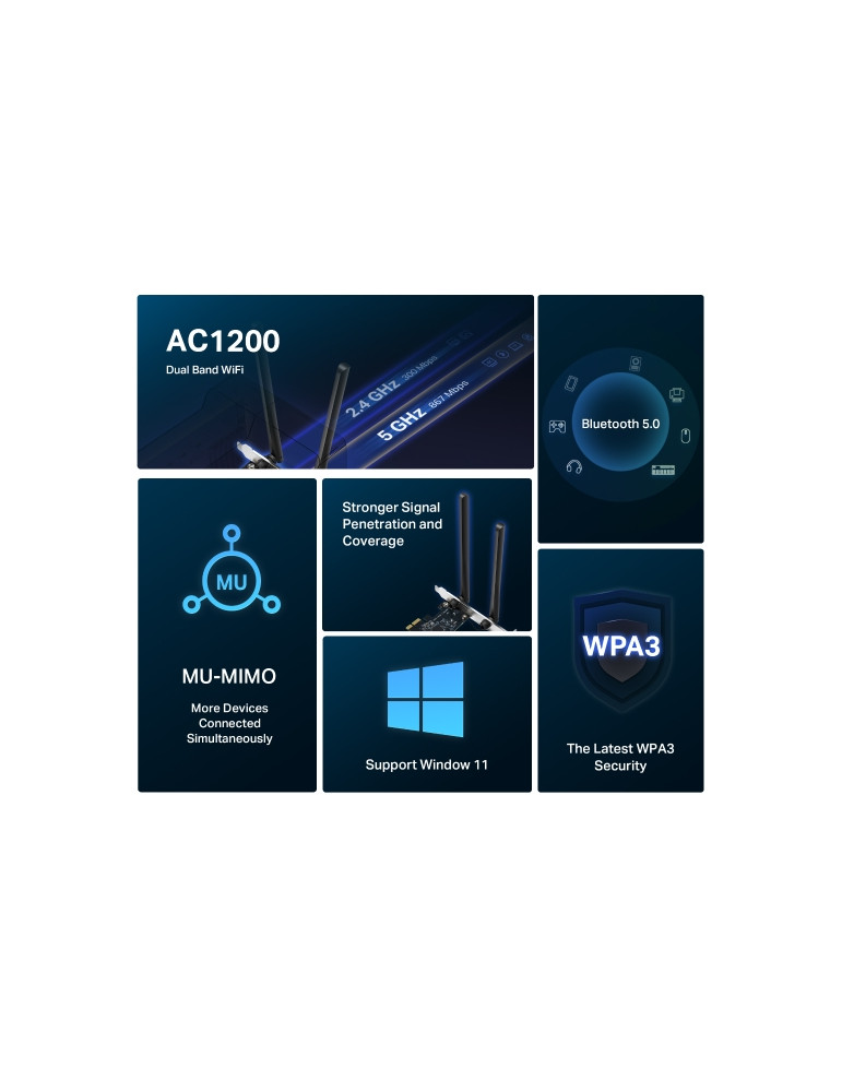 Безжичен PCIe адаптер MERCUSYS MA30E, AC1200, 2.4GHz, 2× антена - 2