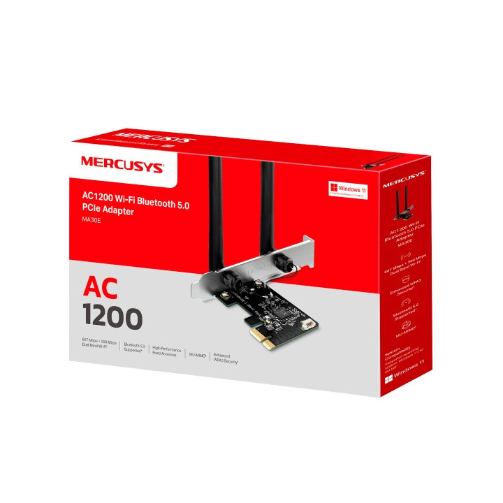 Безжичен PCIe адаптер MERCUSYS MA30E, AC1200, 2.4GHz, 2× антена - 10
