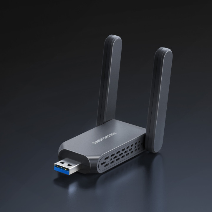 Wi-Fi адаптер Mercusys MA37BEH, USB 3.0, BE6500, 2 външни антени с висок коефициент на усилване - 2