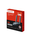 Wi-Fi адаптер Mercusys MA37BEH, USB 3.0, BE6500, 2 външни антени с висок коефициент на усилване - 10