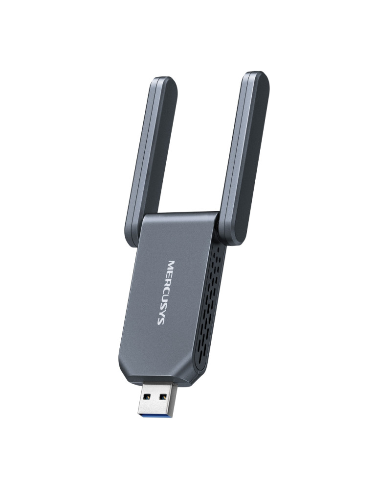 Wi-Fi адаптер Mercusys MA37BEH, USB 3.0, BE6500, 2 външни антени с висок коефициент на усилване - 12