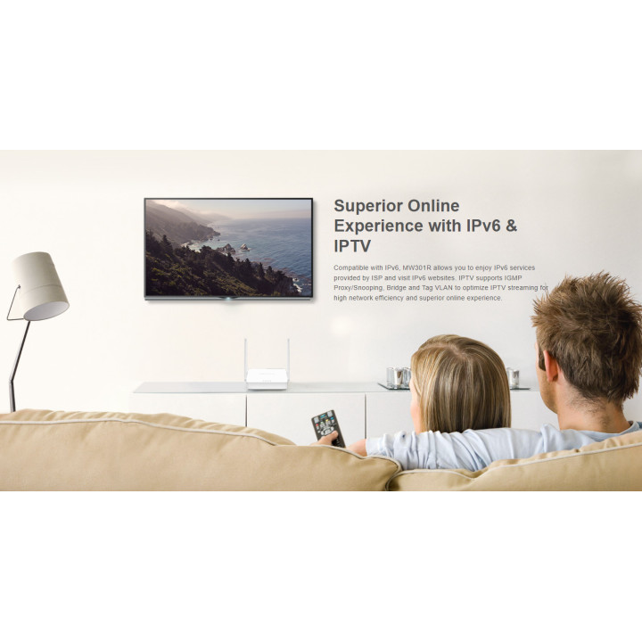 Безжичен рутер Mercusys MW301R, 300 Mbps, 2.4 GHz, 2x 5dBi антени - 5