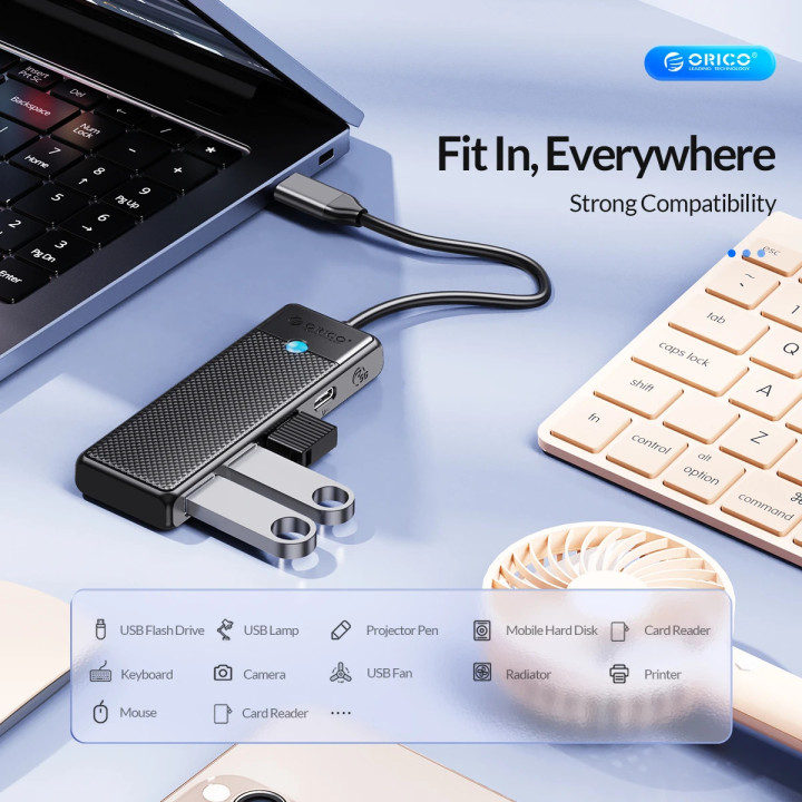 USB хъб Orico PAPW2AC-C3-05-BK, 2x USB 3.0 + 2x USB-C 3.1 - PAPW2AC-C3-05-BK-EP - 6