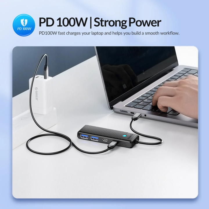USB хъб Orico PAPW2AC-C3-05-BK, 2x USB 3.0 + 2x USB-C 3.1 - PAPW2AC-C3-05-BK-EP - 8