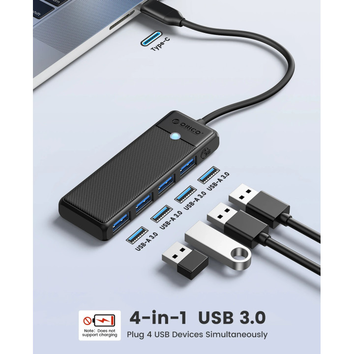 USB хъб Orico PAPW4A-C3-015-WH, USB 3.1 Type-C, 4x USB 3.0, 5 Gbps - PAPW4A-C3-015-WH-EP - 2