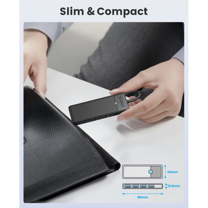 USB хъб Orico PAPW4A-C3-015-WH, USB 3.1 Type-C, 4x USB 3.0, 5 Gbps - PAPW4A-C3-015-WH-EP - 5