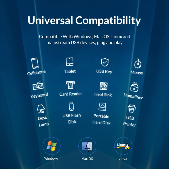 USB хъб Orico AT2U3-7AB, USB 3.0 7 порта, алуминиева конструкция - AT2U3-7AB-EU-GY-BP - 13