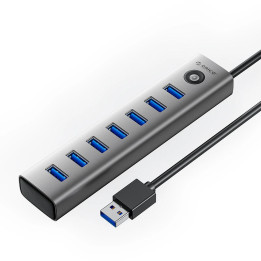 USB хъб Orico, 7x USB 3.0, 5Gbps, Aluminium Alloy - CL7U-U3-10-GY-BP - 1