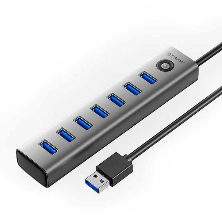 USB хъб Orico, 7x USB 3.0, 5Gbps, Aluminium Alloy - CL7U-U3-10-GY-BP - 1