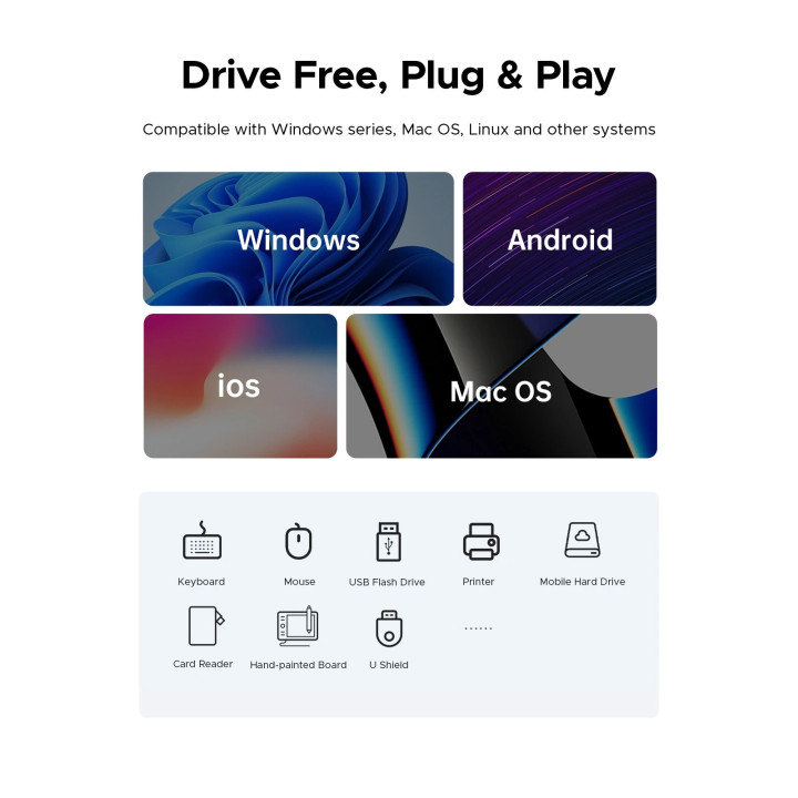 USB хъб Orico, 7x USB 3.0, 5Gbps, Aluminium Alloy - CL7U-U3-10-GY-BP - 3