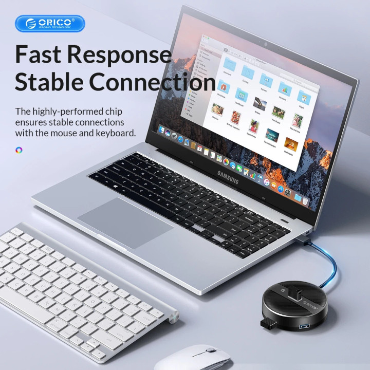 USB хъб Orico YS4-C3-03-WH, 4 порта USB 3.0, аудио/микрофон жак 3.5мм- YS4-C3-03-WH-BP - 6