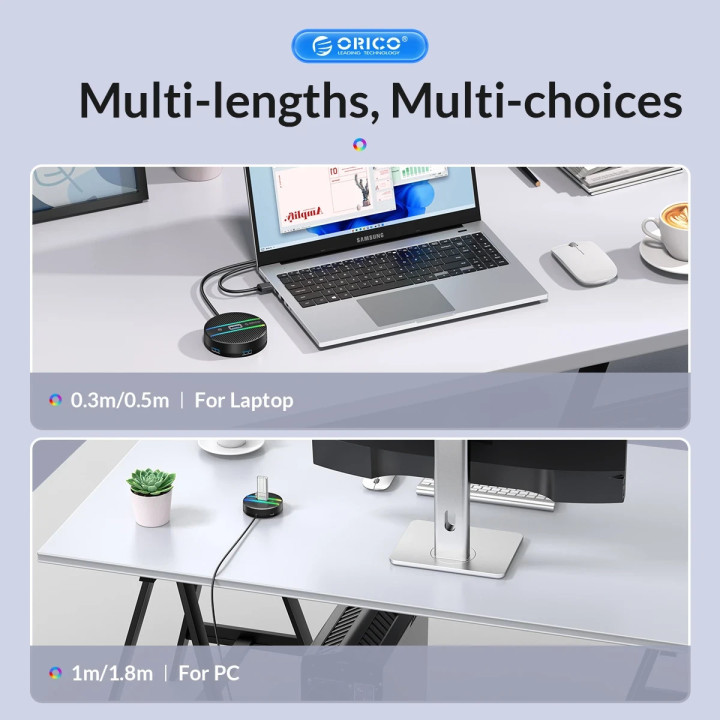 USB хъб Orico YS4-C3-03-WH, 4 порта USB 3.0, аудио/микрофон жак 3.5мм- YS4-C3-03-WH-BP - 9