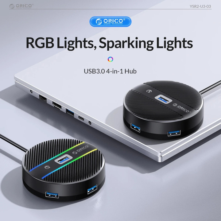 USB хъб Orico YS4-C3-03-WH, 4 порта USB 3.0, аудио/микрофон жак 3.5мм- YS4-C3-03-WH-BP - 10