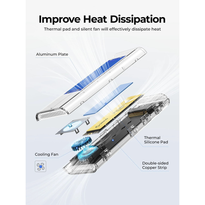 Външна кутия за M.2 диск Orico TCM2-U4, USB-C 40Gbps, до 4TB, интегрирано охлаждане - TCM2-U4-BK-BP - 8