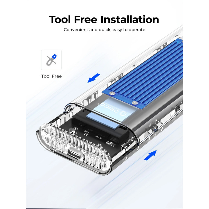 Външна кутия за M.2 диск Orico TCM2-U4, USB-C 40Gbps, до 4TB, интегрирано охлаждане - TCM2-U4-BK-BP - 10