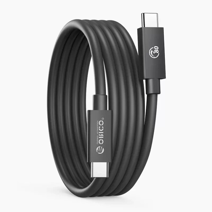 Кабел Orico Thunderbolt 5, USB-C към USB-C, 80Gbps, 240W PD, 1m, Черен - TBZ5-10-BK-BP - 1