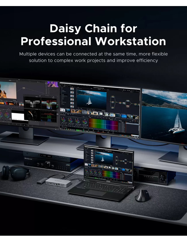 Кабел Orico Thunderbolt 5, USB-C към USB-C, 80Gbps, 240W PD, 1m, Черен - TBZ5-10-BK-BP - 2