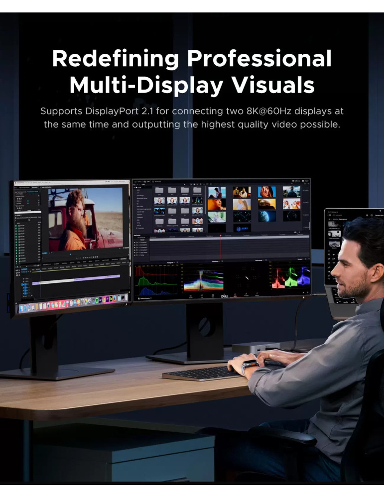 Кабел Orico Thunderbolt 5, USB-C към USB-C, 80Gbps, 240W PD, 1m, Черен - TBZ5-10-BK-BP - 3