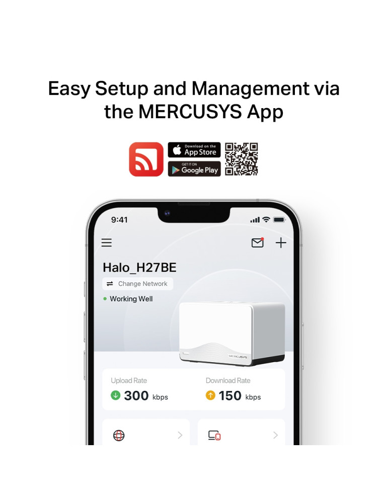 Безжична Wi-Fi 7 Mesh система Mercusys Halo H27BE (2-pack), BE3600, 2.4GHz 688Mbps, 3× 1Gbps портове - 7
