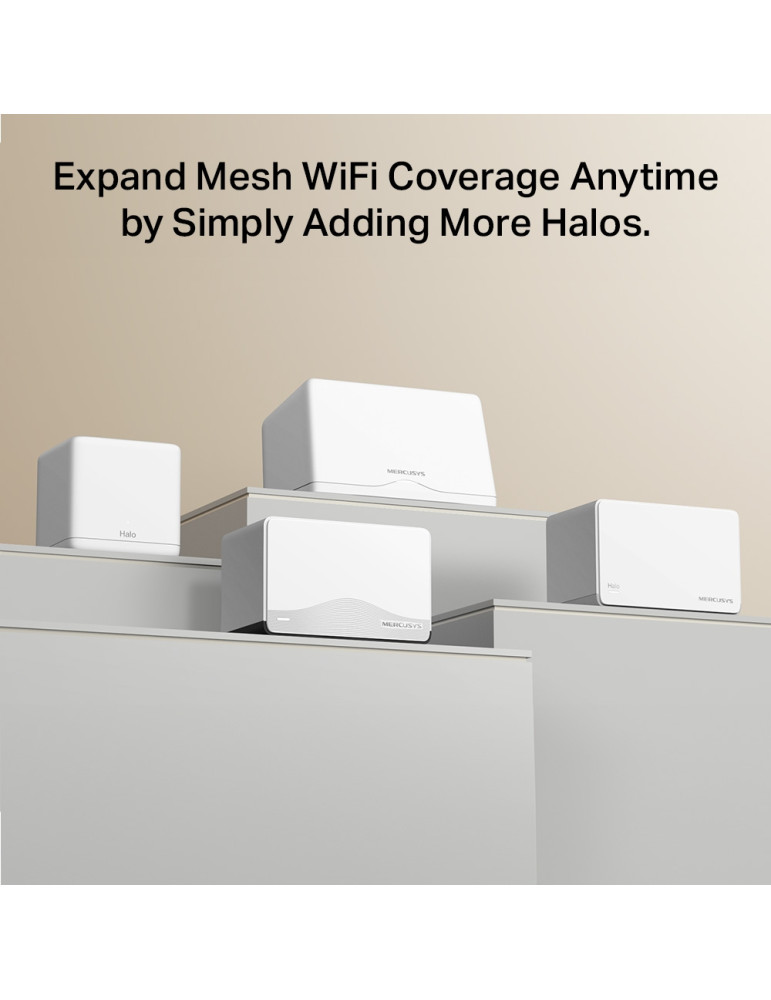 Безжична Wi-Fi 7 Mesh система Mercusys Halo H27BE (2-pack), BE3600, 2.4GHz 688Mbps, 3× 1Gbps портове - 8