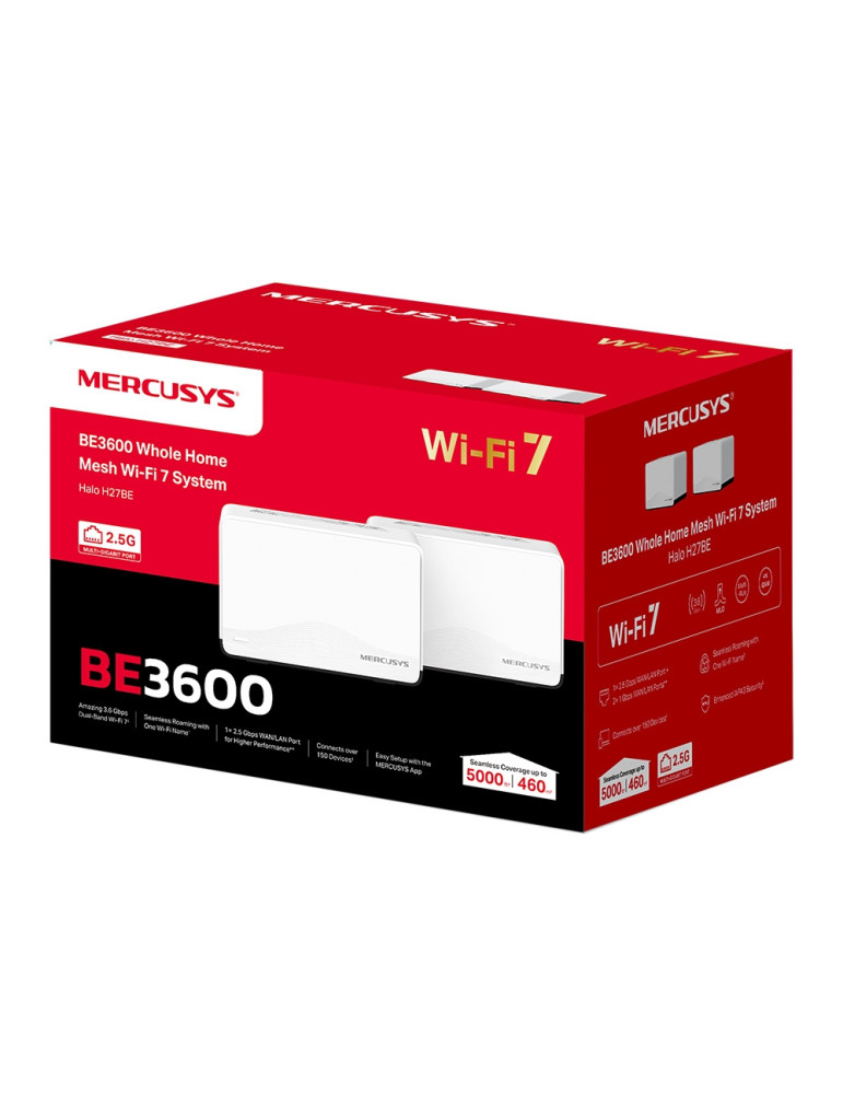 Безжична Wi-Fi 7 Mesh система Mercusys Halo H27BE (2-pack), BE3600, 2.4GHz 688Mbps, 3× 1Gbps портове - 9