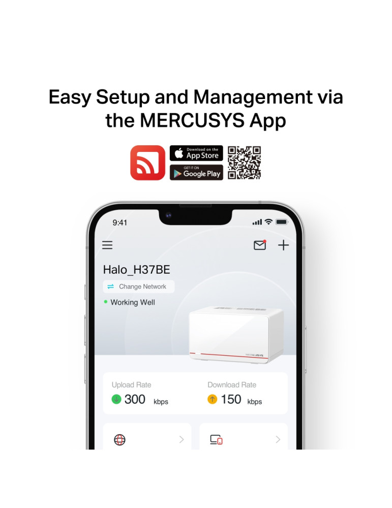Безжична Wi-Fi 7 Mesh система Mercusys Halo H37BE (2-pack), BE6500 - 7