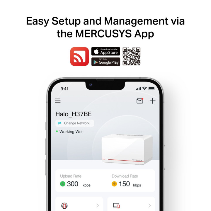 Безжична Wi-Fi 7 Mesh система Mercusys Halo H37BE (2-pack), BE6500 - 7