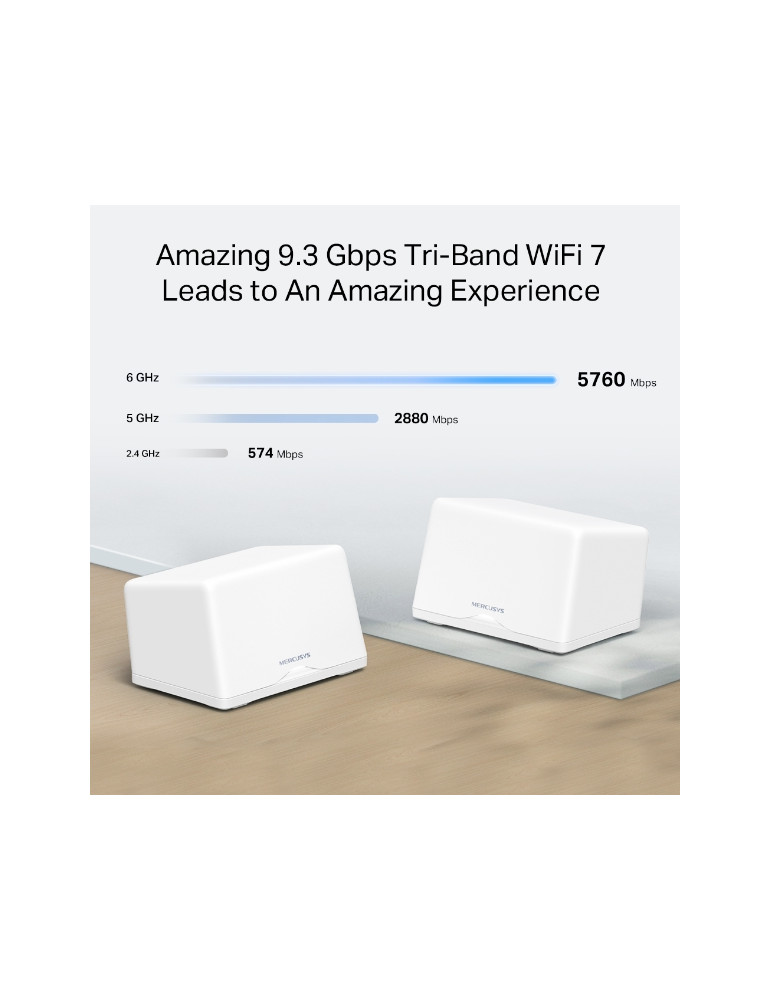 Безжична Wi-Fi 7 Mesh система Mercusys Halo H47BE, BE9300, 2-pack - 3