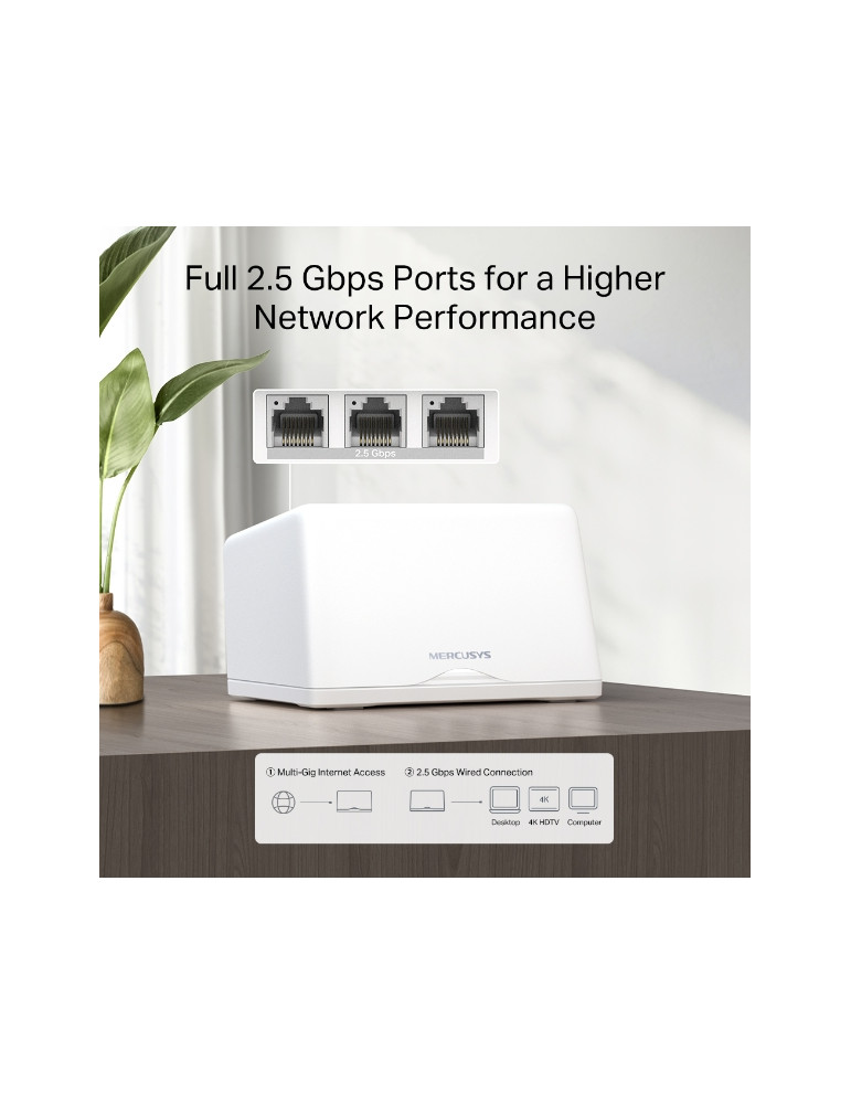 Безжична Wi-Fi 7 Mesh система Mercusys Halo H47BE, BE9300, 2-pack - 5