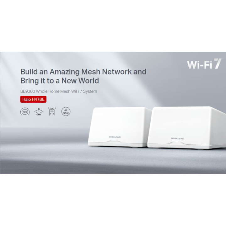Безжична Wi-Fi 7 Mesh система Mercusys Halo H47BE, BE9300, 2-pack - 6