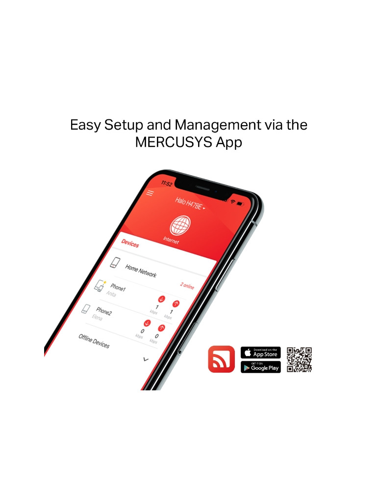 Безжична Wi-Fi 7 Mesh система Mercusys Halo H47BE, BE9300, 2-pack - 8