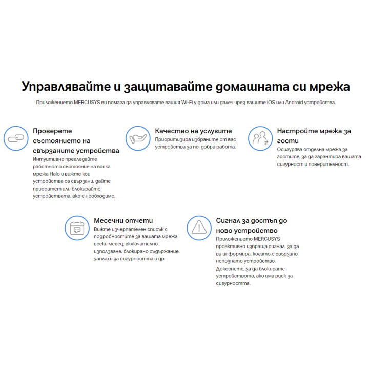 Безжична Wi-Fi Mesh система Mercusys Halo H50G (2-pack), AC1900, 2.4GHz 600Mbps, Вътрешни антени - 18
