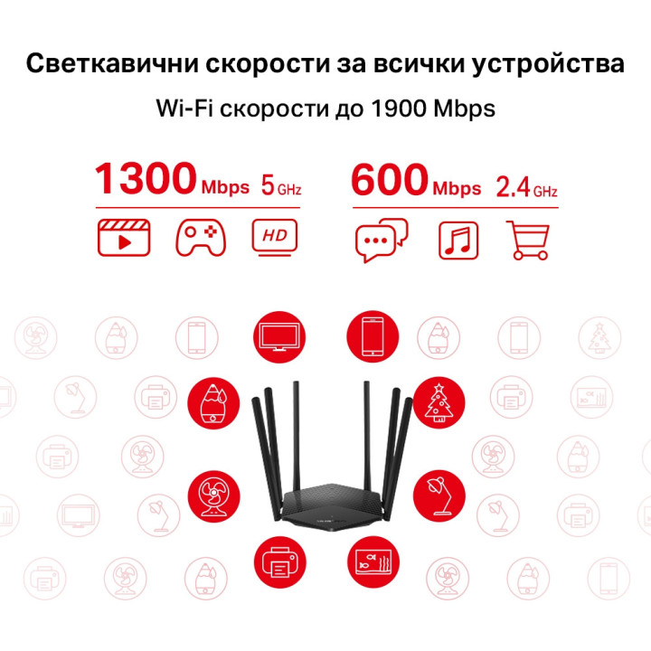 Безжичен рутер Mercusys MR50G, Dual-Band AC1900, 2× Gigabit LAN - 6