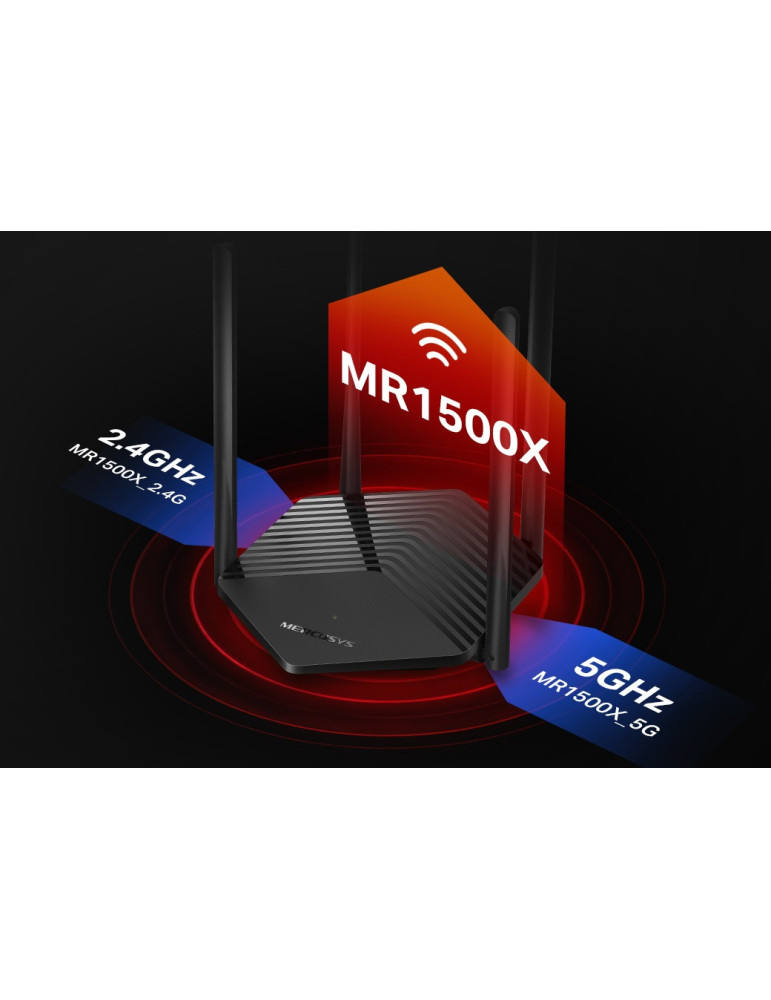 WiFi 6 рутер Mercusys MR70X, двулентов (2.4GHz/5GHz), AX1800 - 8
