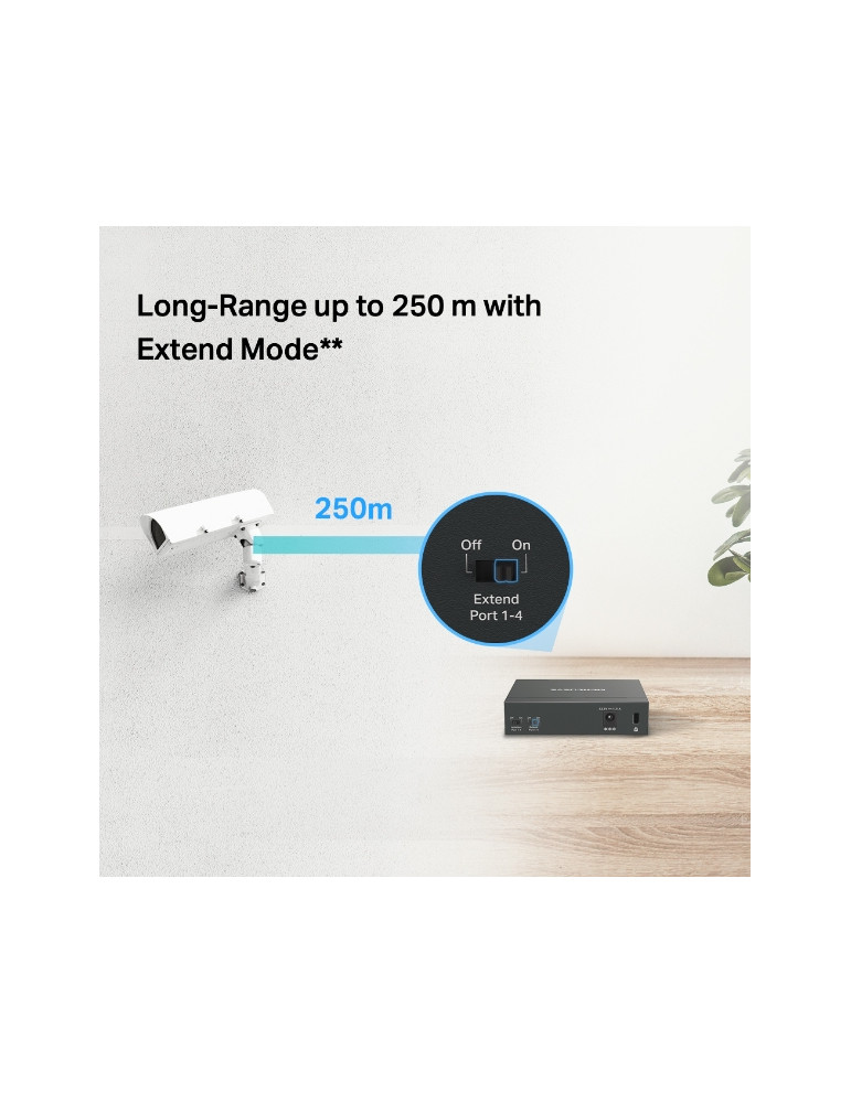 Мрежов комутатор Mercusys MS105GP, 5 портов, 4x PoE+ - 6