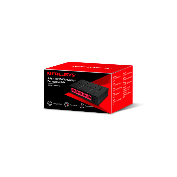 Мрежов комутатор Mercusys MS105G, 5x 10/100/1000Mbps - 2