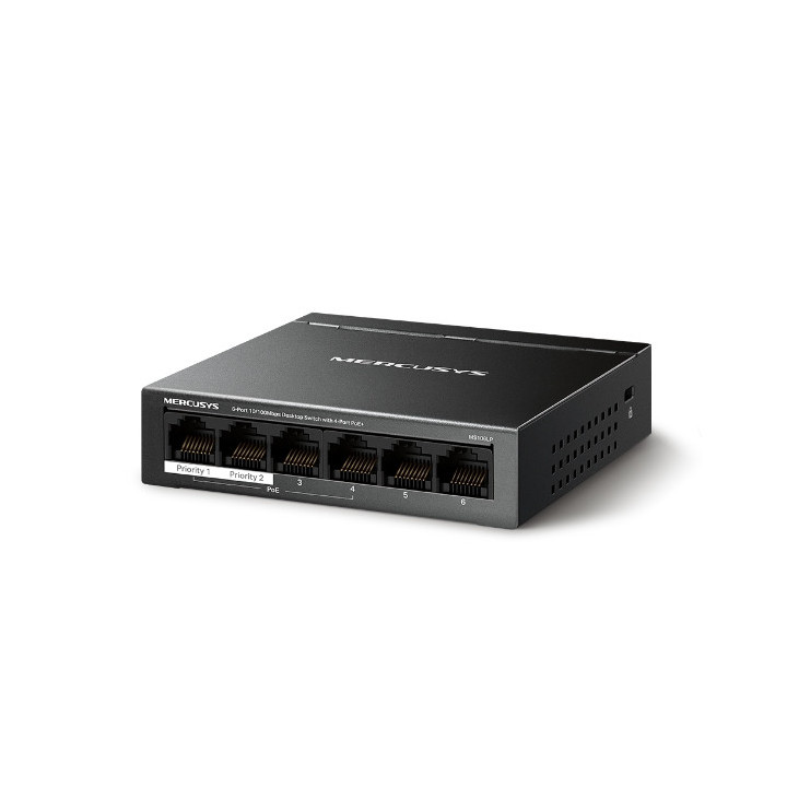 Мрежов комутатор Mercusys MS106LP, 6 портa 10/100 Mbps с 4 PoE+ - 2