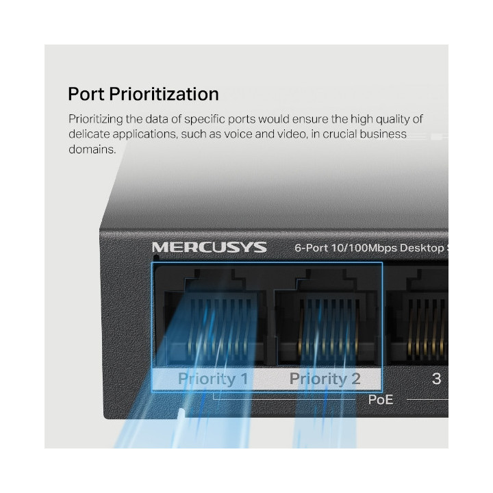 Мрежов комутатор Mercusys MS106LP, 6 портa 10/100 Mbps с 4 PoE+ - 8