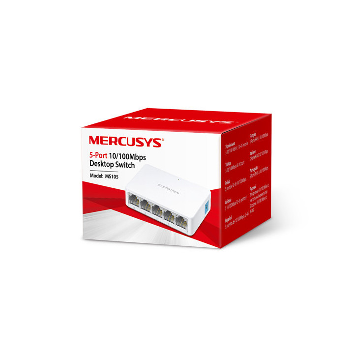Суич Mercusys MS105, 5 порта 10/100 Mbps - 2