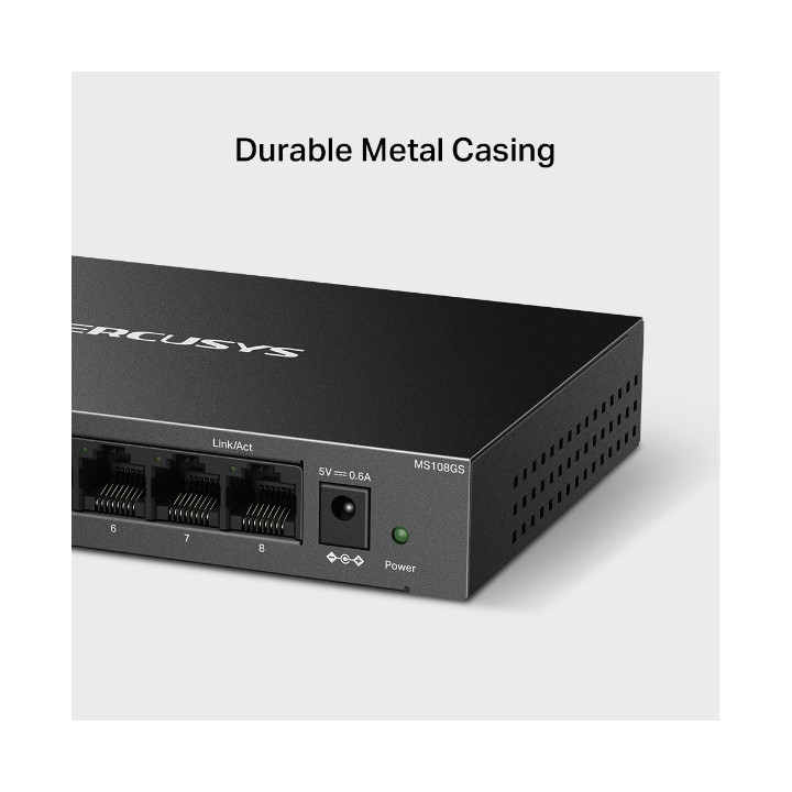 Мрежов комутатор Mercusys MS108GS, 8 портова, 1Gbps - 5