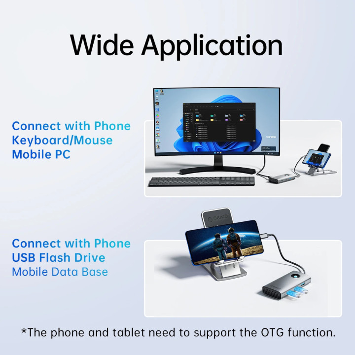 Докинг станция Orico PW11-6P25R-GY-BP, Type-C, HDMI, USB-A x3, RJ45 2.5Gbps, PD 100W - PW11-6P25R-GY-BP - 7