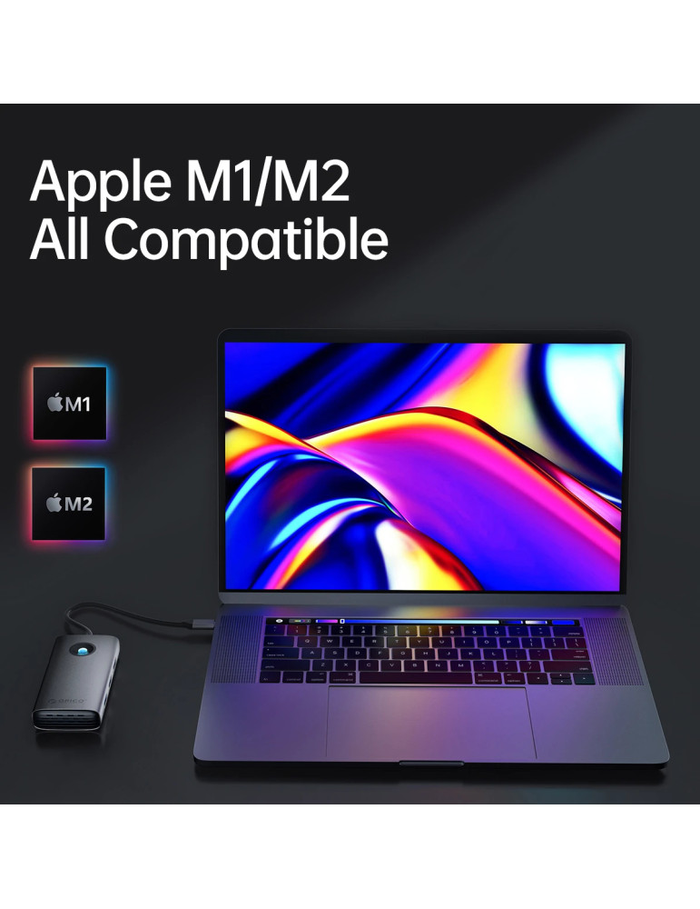 Докинг станция Orico PW11-6P25R-GY-BP, Type-C, HDMI, USB-A x3, RJ45 2.5Gbps, PD 100W - PW11-6P25R-GY-BP - 8