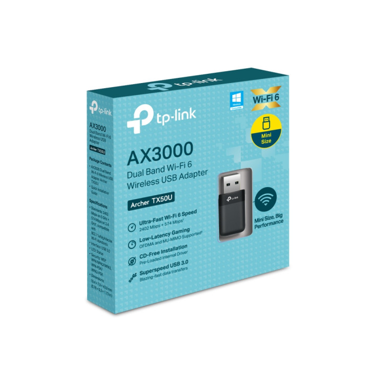 Безжичен USB адаптер TP-LINK Archer TX50U, Wi-Fi 6 AX3000 - - 9